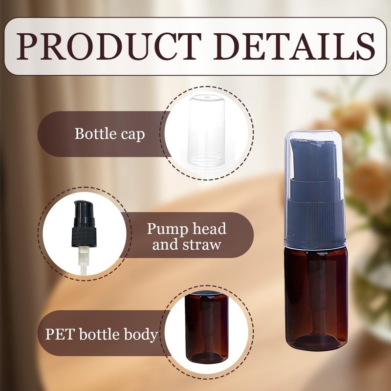 SYBL 6Pcs 30ml/1oz Empty Refillable Plastic Lotion Pump Bottles Portable Cosmetic Makeup Sample Storage container Vial Pot For Shower Gel Shampoo Toiletries Liquid(Brown) - Image 3